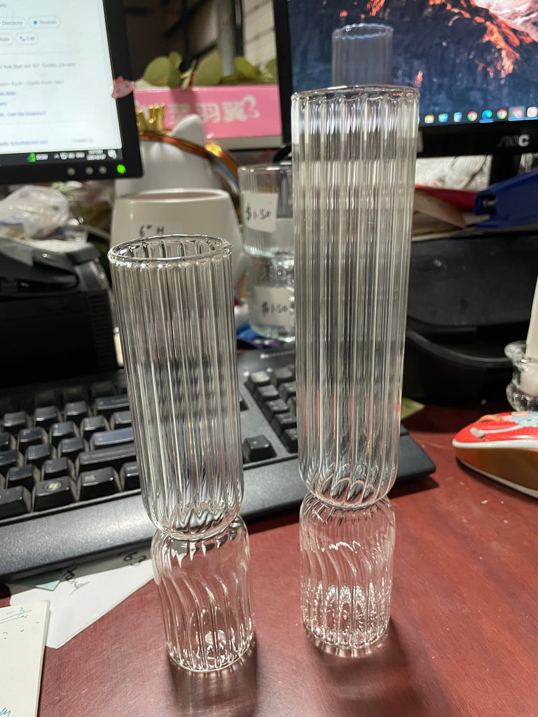 6.7" Rippled Bud Vase Lampwork Small vase wedding ripple