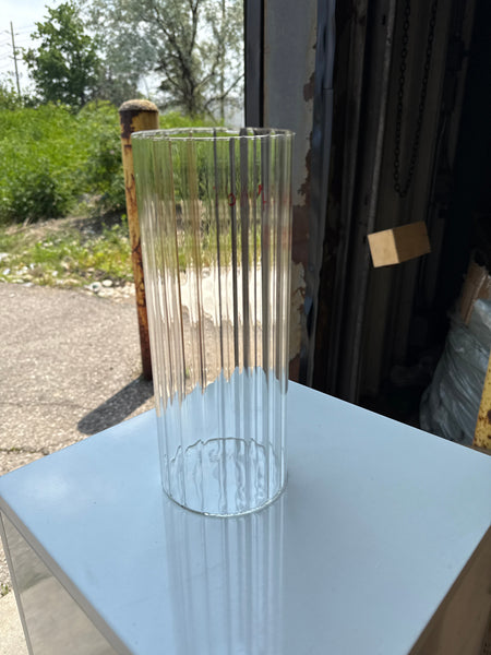 MT4-10 Ribbed Glass 4”x10”h Cylinder Vase Clear Thin Machine made