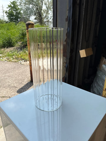 MT4-10 Ribbed Glass 4”x10”h Cylinder Vase Clear Thin Machine made