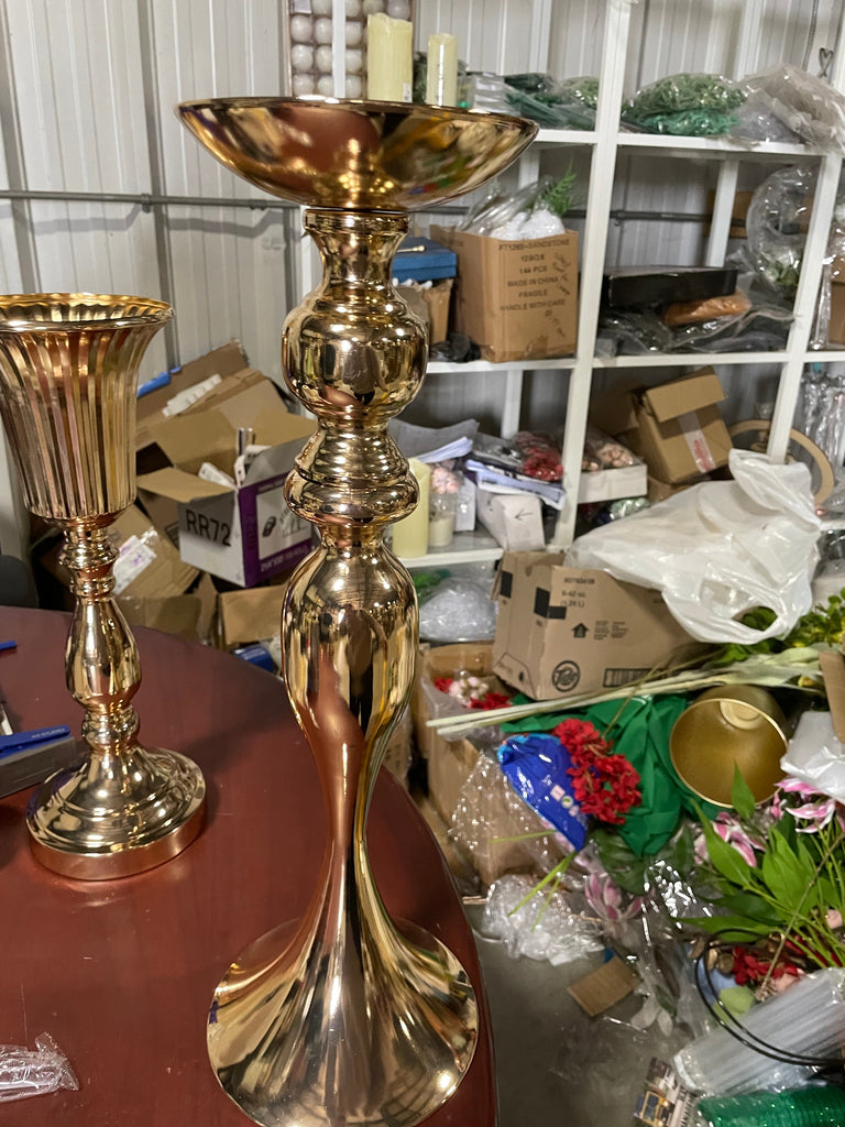 20” GOLD metal vase stand mermaid