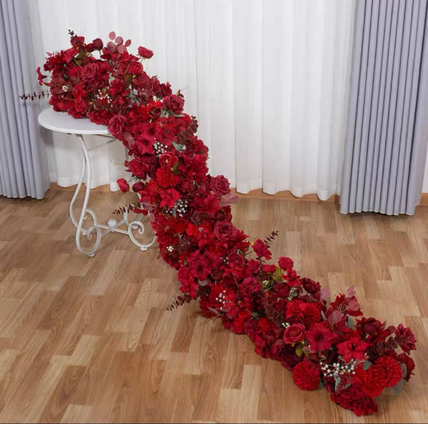 White 2 meter Table Runner Rose Hydrangea Arrangement red also available