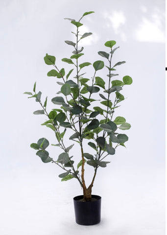 0.95 meter/3’ Tall Faux Silver dollar Ficus Eucalyptus Tree in a pot