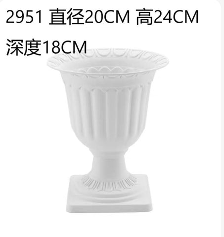 White Plastic Tall urn bowl 9.5”H new