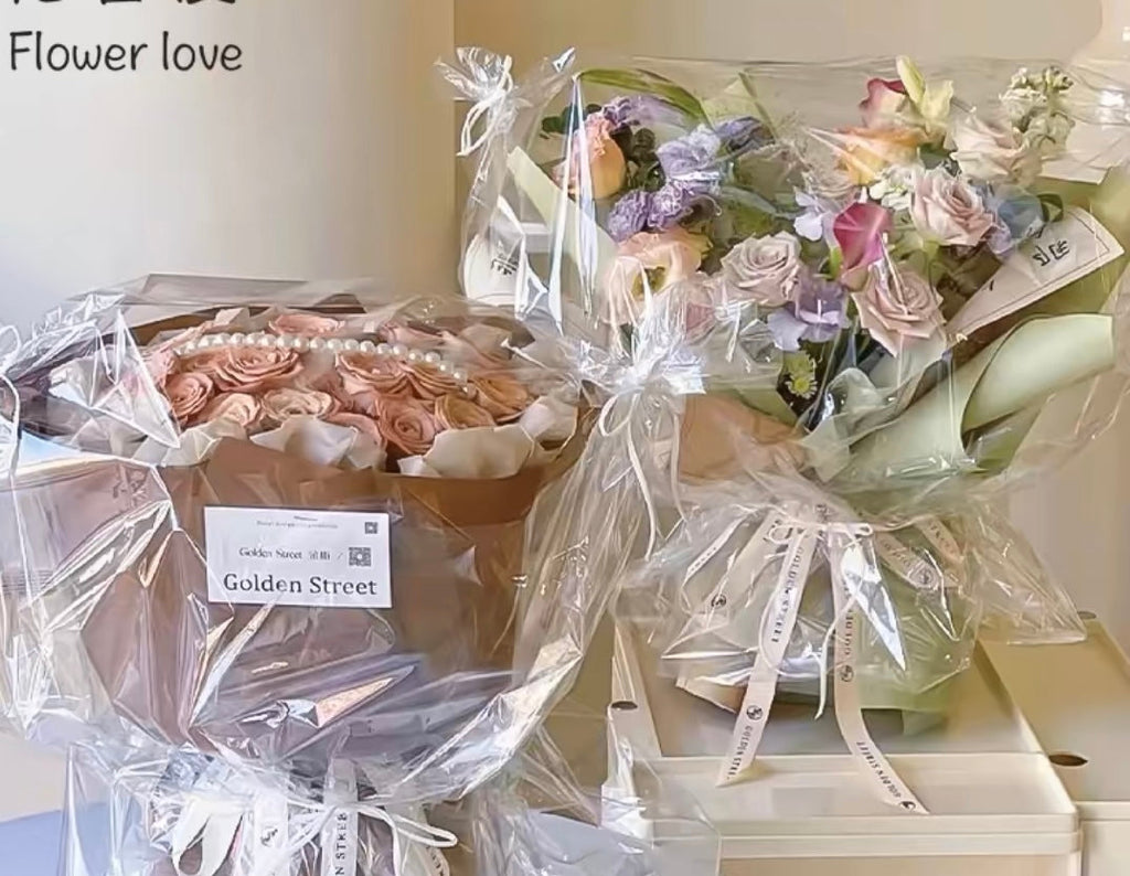 (M)arrangement flower bouquet wrap clear cellophane 60x70cm*