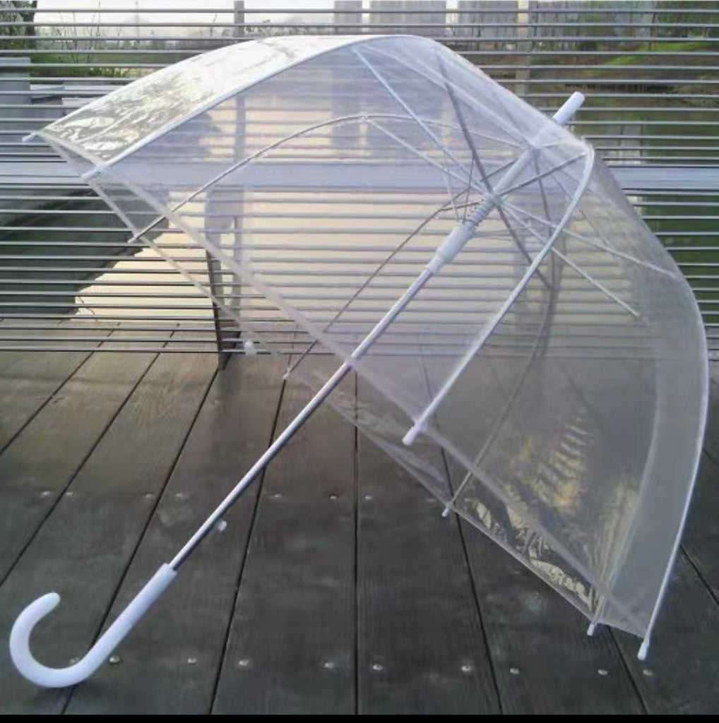 Silver Handle clear transparent umbrella prop large