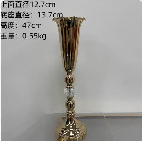 20.5”/47cm GOLD reversible metal vase stand mermaid trumpet (L)