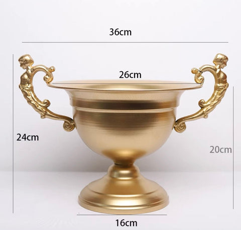 9.5” high GOLD bowl /urn METAL