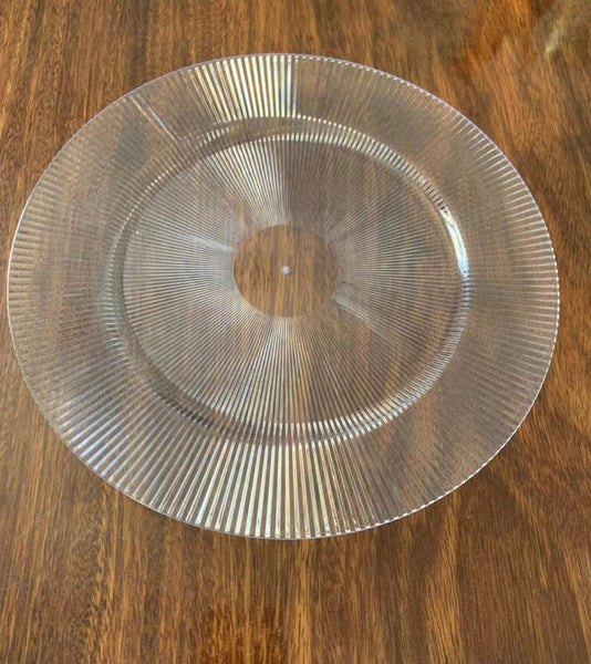 12.5" Acrylic Charger Plate clear striped ribbed new acrylic D1502