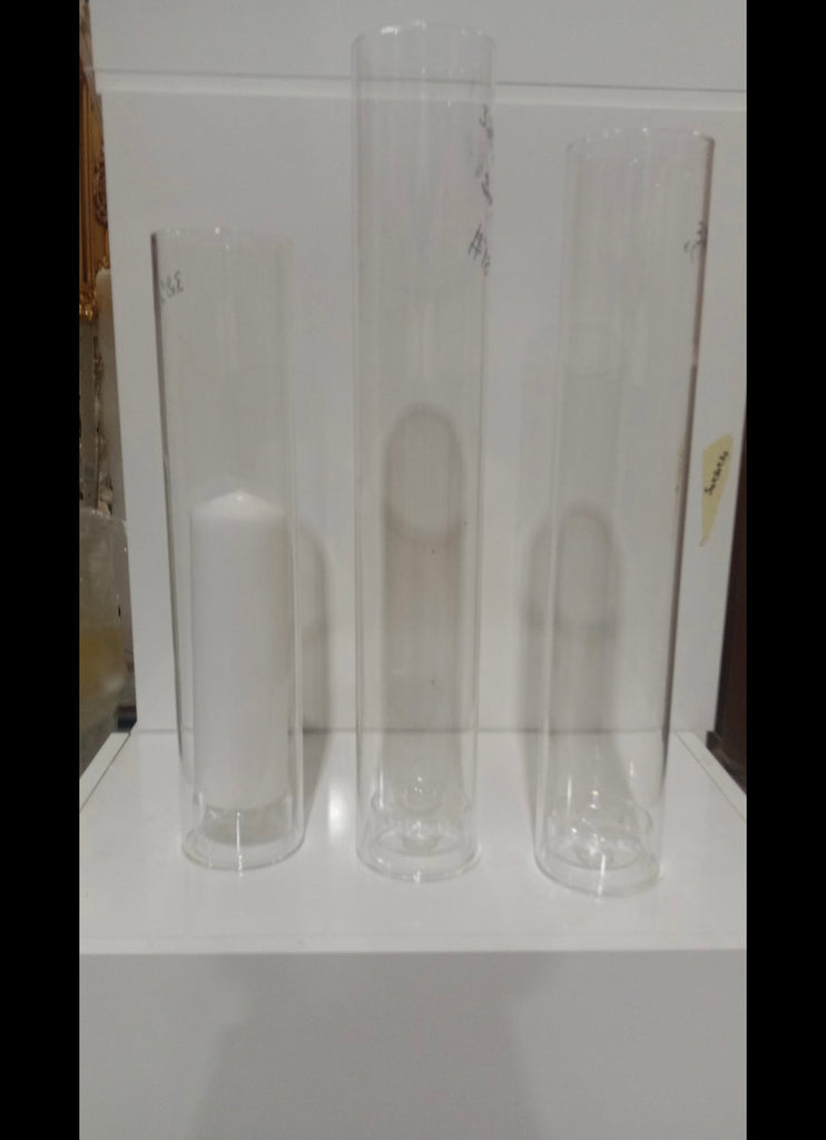 Hurricane Tube Candleholder glass 15x3.5" (free base included while quantity last)