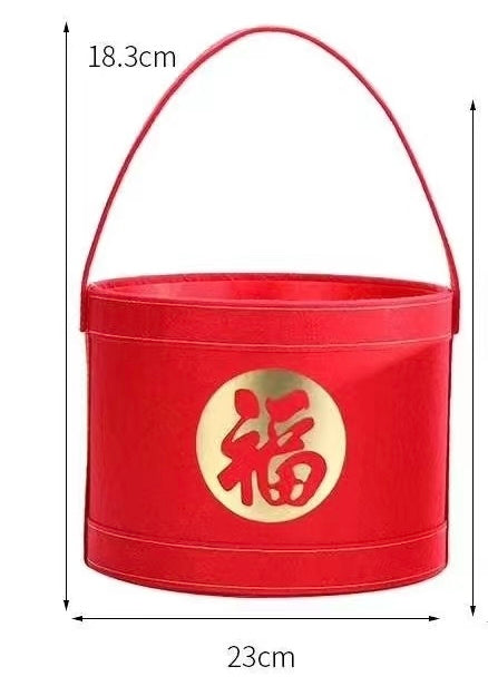 Red chinese new year fortune cardboard Box round cylinder