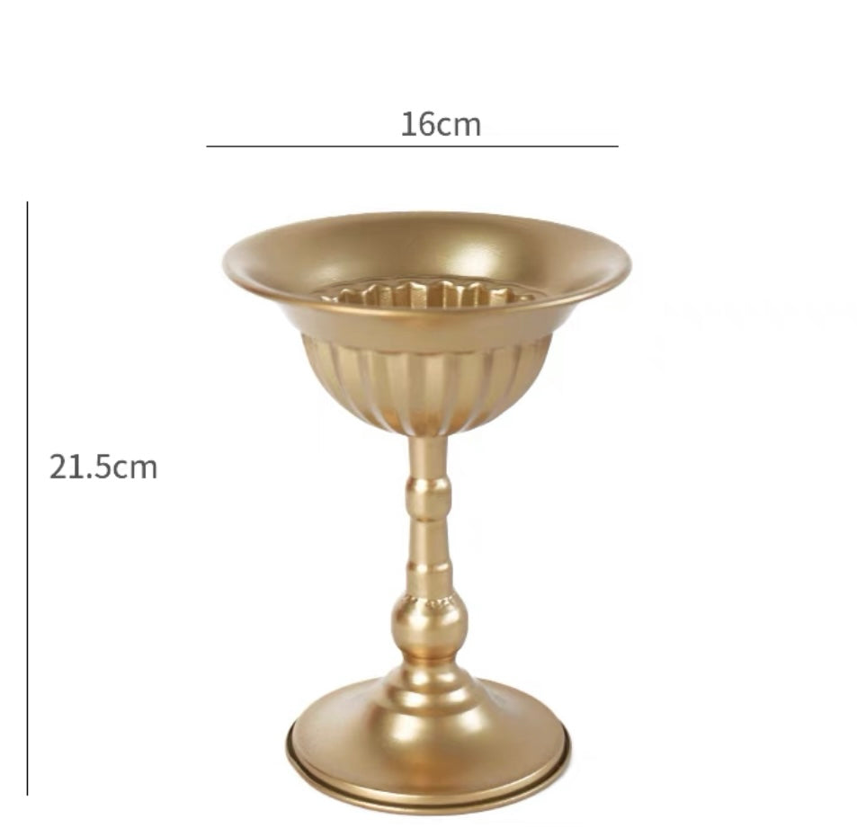 8.5” Tall GOLD bowl /urn METAL