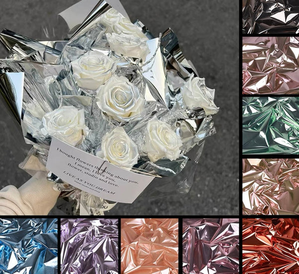 24"x24" Reflective metallic Iridescent Fresh Flower Wrapping Paper shiny finish new