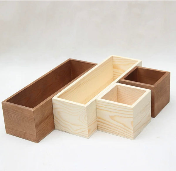 Brown Small Wood Box Vase Cube