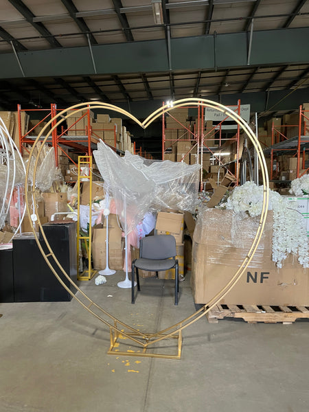 DOUBLE Gold heart Metal Backdrop Stand Arch 2.1m/7 feet tall