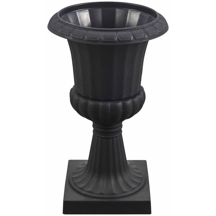 Plastic Tall urn Black 16”