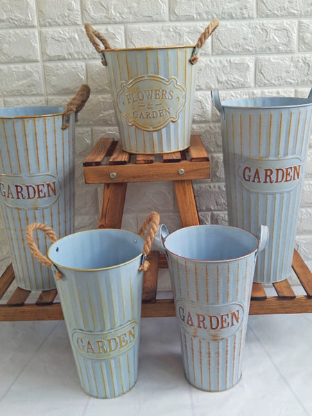 Garden metal planter bucket 10”H/25cm