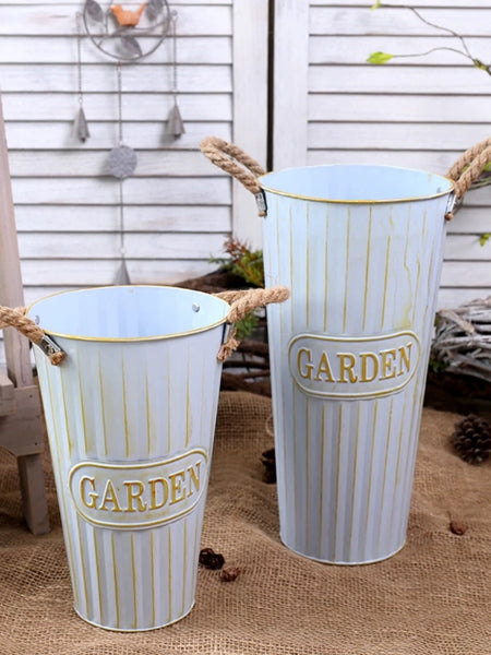 Garden metal planter bucket 10”H/25cm