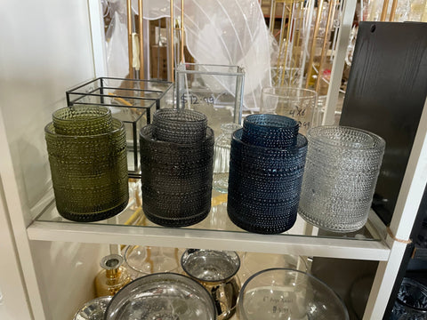 Clear vintage 4”H CANDLEHOLDER GLASS VASE