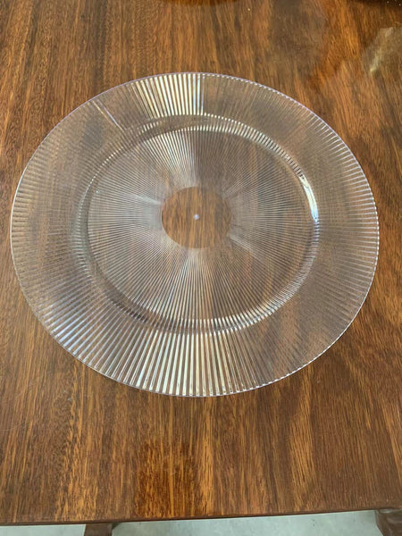 12.5" Acrylic Charger Plate clear striped ribbed new acrylic D1502