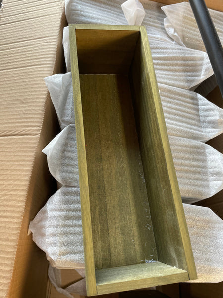 Green Small Wood Box Long and Low Vase