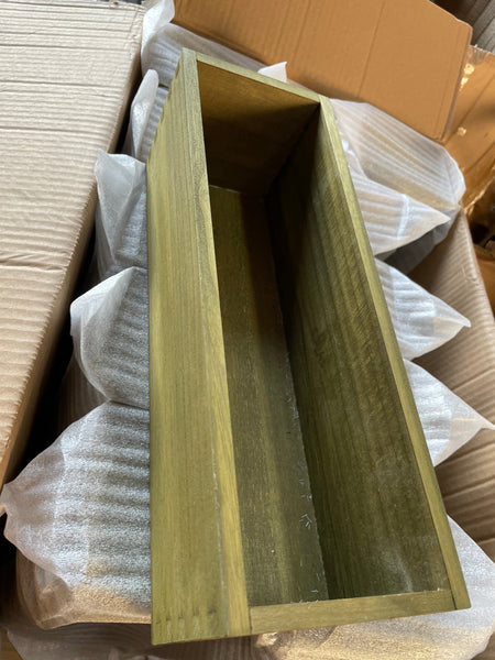 Green Small Wood Box Long and Low Vase