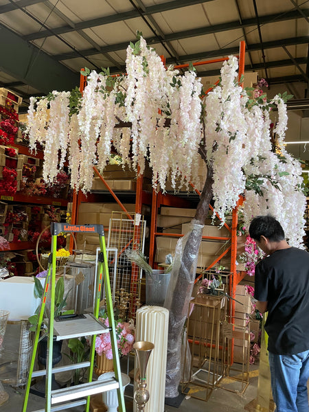 3.2 meter Tall Faux Cherry  Tree with artificial flower wisteria L shaped XDTAP2-P