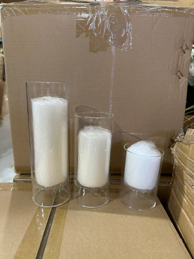 Pillar Candleholder set of 3 glass vase wedding centerpiece new arrival