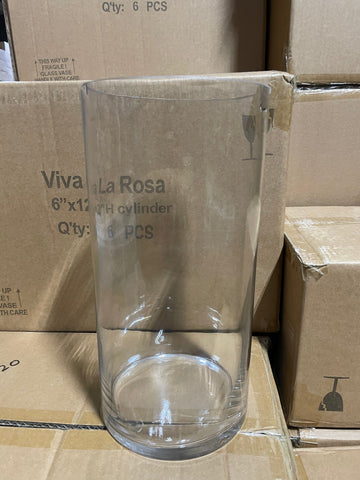 12"x6” d Wedding Decoration Cylinder Vase simple centrepieces 6”x12”h