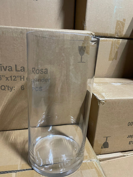 12"x6” d Wedding Decoration Cylinder Vase simple centrepieces 6”x12”h