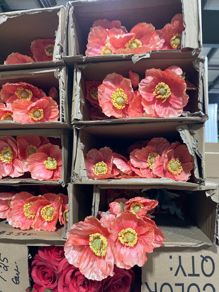 New Single stem Poppy Black eye Susan Dark Coral