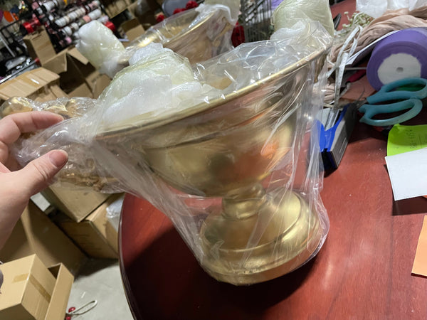 9.5” high GOLD bowl /urn METAL