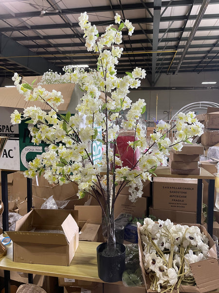 115CM Tall cream Cherry Blossom mini Tree in a pot