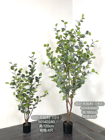 1.5 meter/5’ Tall Faux Silver dollar Ficus Eucalyptus Tree in a pot