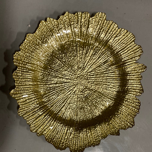 12.5" Acrylic Charge Plate Gold starburst
