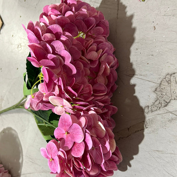 New Artificial Flower Pink Hydrangea Bunch 5 head