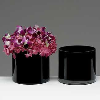 Black 6" Cylinder Vase - Viva La Rosa
