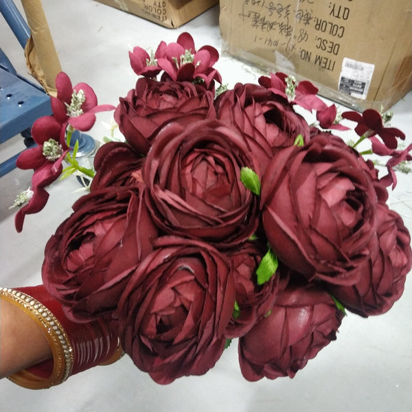 Burgundy 12 head Austin ROSE BUNCH