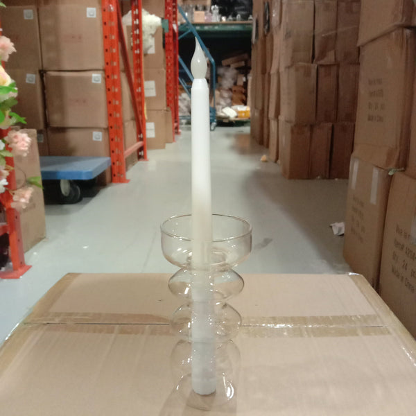 Glass candleholder for taper candles 5.5" clear