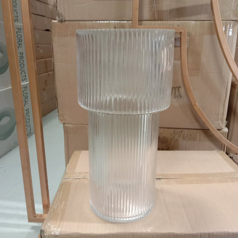 Striped Glass 4.7”x12”h Cylinder Vase ripple