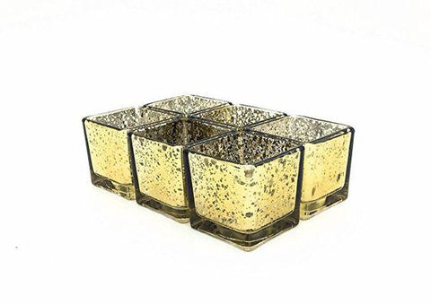 Mercury gold 3" Cube Vase Glass wedding centerpiece