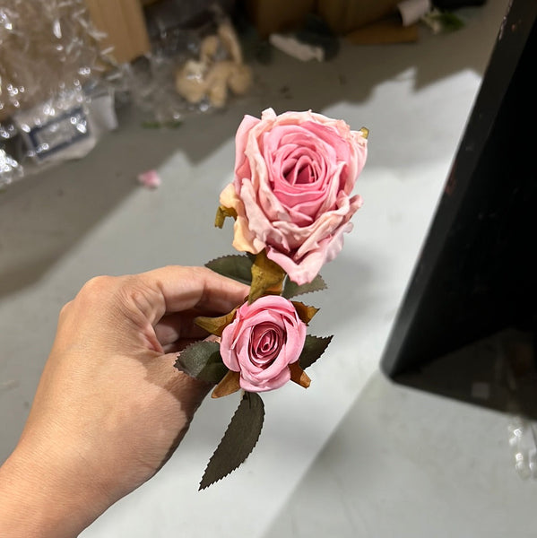 New Mini Burnt Edge Rose Spray(Pink)