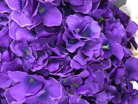 Artificial Flower Purple Hydrangea Bunch 7 head silk - Viva La Rosa