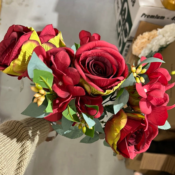 New 10 head Red  Rose Bunch with filler