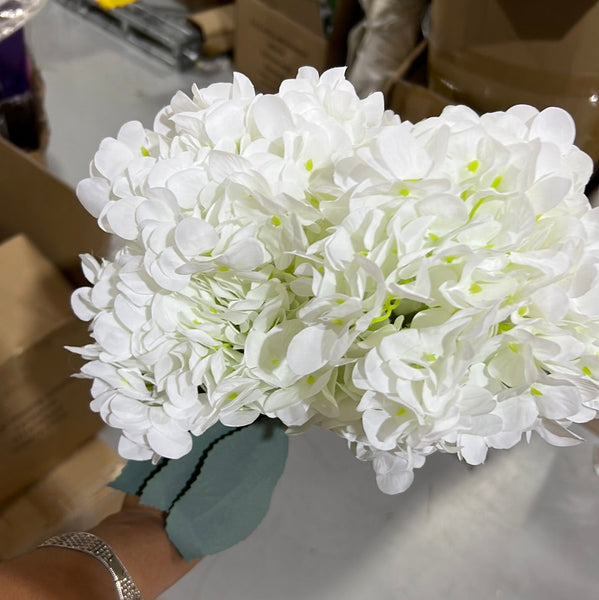 New Artificial Flower White Hydrangea Bunch 5 head silk