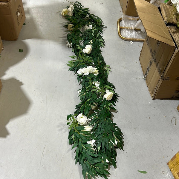 2M/6.5 feet Greenery Eucalyptus Garland with white flowers