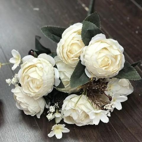 Yummy Close Head Roses Artificial Flower (cream)-YUM3
