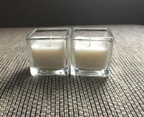 2" Square Clear Candle holder/ Votive With Wax - Viva La Rosa