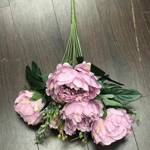 Jumbo Closed 11 Head Peony Bunch (Burgundy)-JUM1-3 - Richview Glass Wedding Supplies