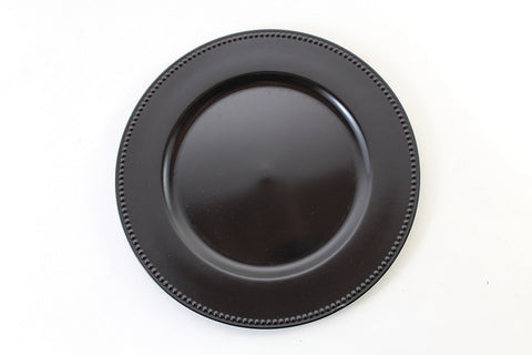 13" Vintage Beaded Charger Plate (Black) BEA6 - Viva La Rosa