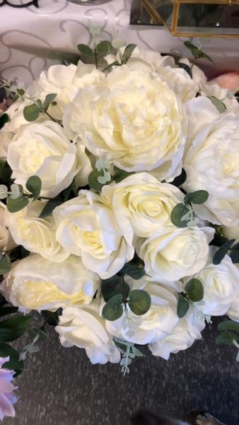 Xl Cream Flower Rose Peonies Euc Arrangement #08